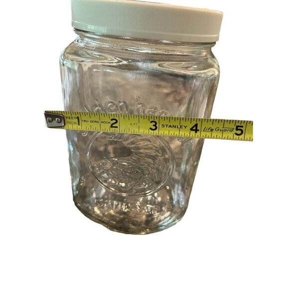 Set of 2 Vintage Golden Harvest Glass Canisters - 7.25" tall, 48oz Plastic Lids - Picture 6 of 7